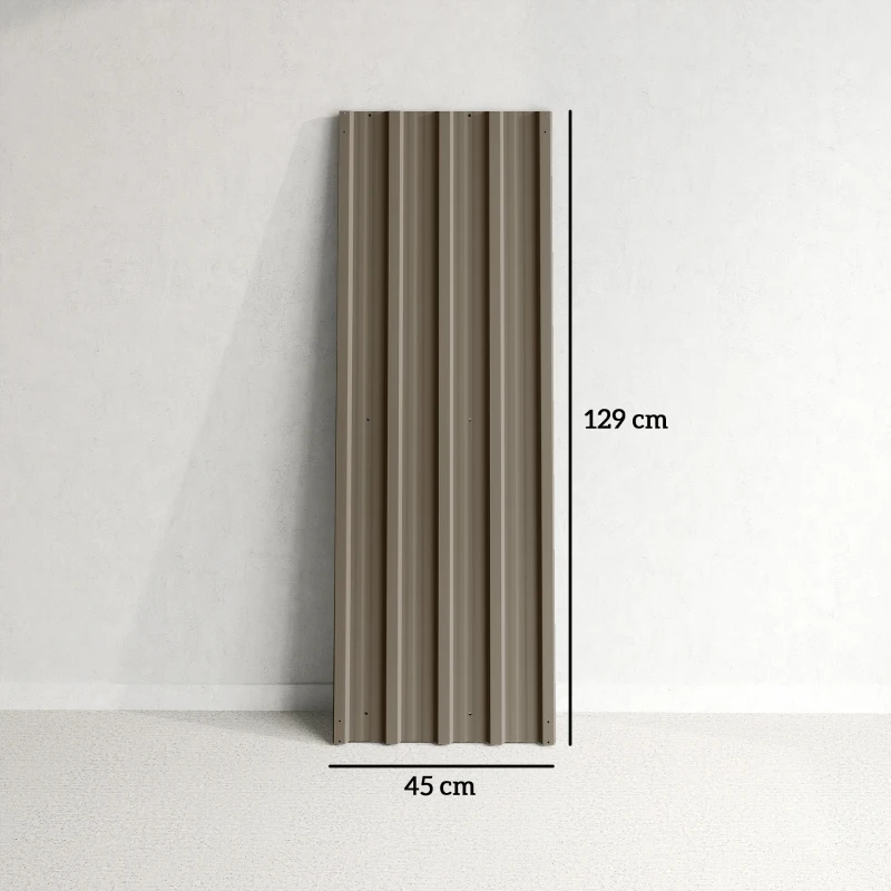 Outsunny Set mit 12 verzinkten Stahl-Dachpaneelen 7 m² für Geräteschuppen, Schuppen 129x45 cm Braun