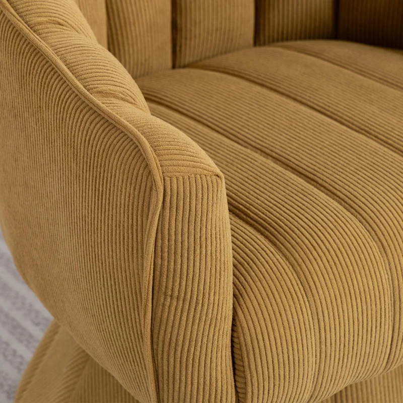 360°-Drehstuhl mit ergonomischer, umschließender Rücken- und Armlehne, 70 x 66 x 72 cm, Senfgelb