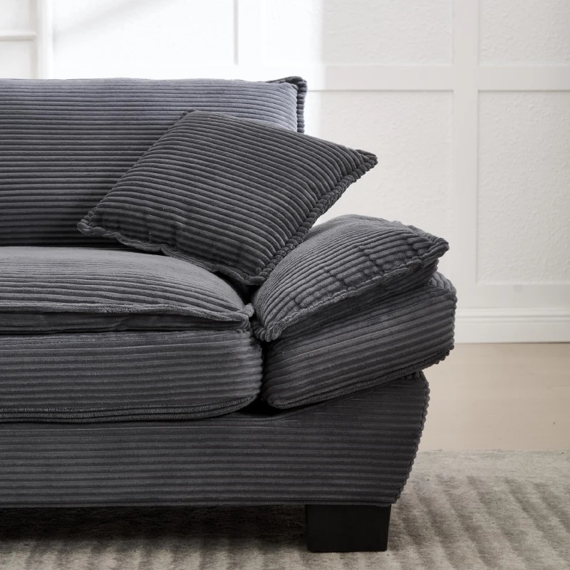 Modernes 2-Sitzer-Stoffsofa, für Wohnzimmer/Schlafzimmer/Büro, 224 x 81 x 81 cm, Dunkelgrau