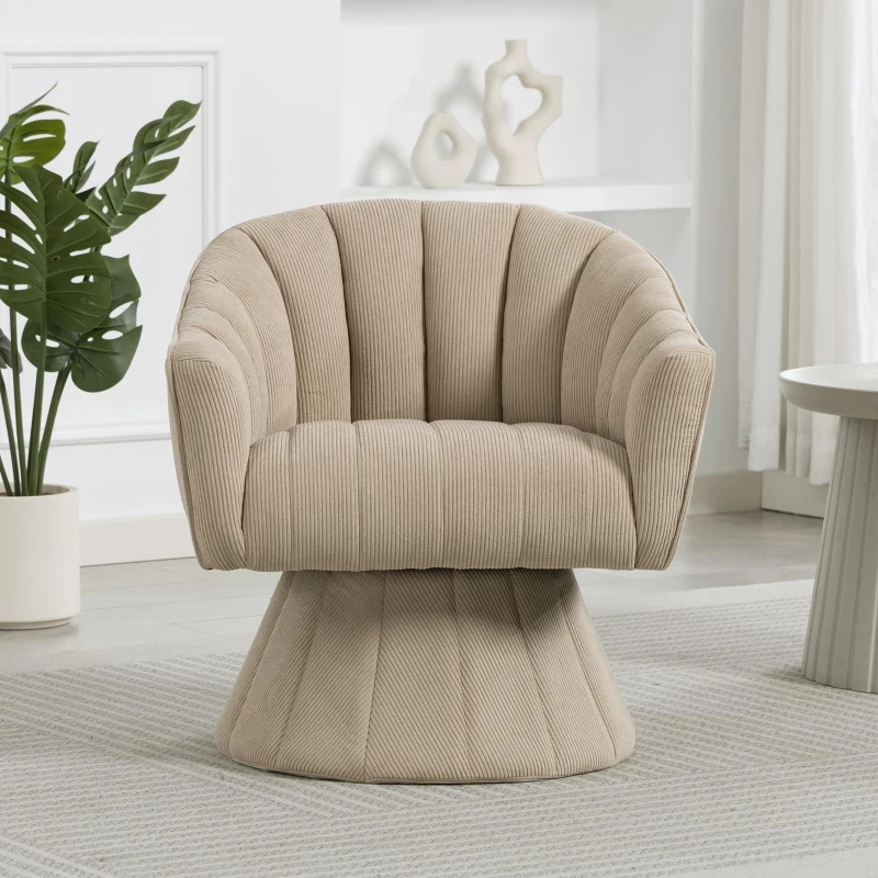 360°-Drehstuhl mit ergonomischer, umschließender Rücken- und Armlehne, 70 x 66 x 72 cm, Khaki