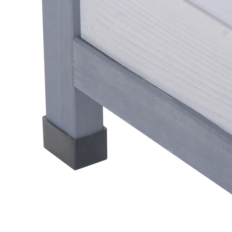 PawHut Jaula para Conejos con Techo Asfáltico Abatible Puertas con Pestillo Bandejas Extraíbles y Comedero 112x50x54 cm Gris