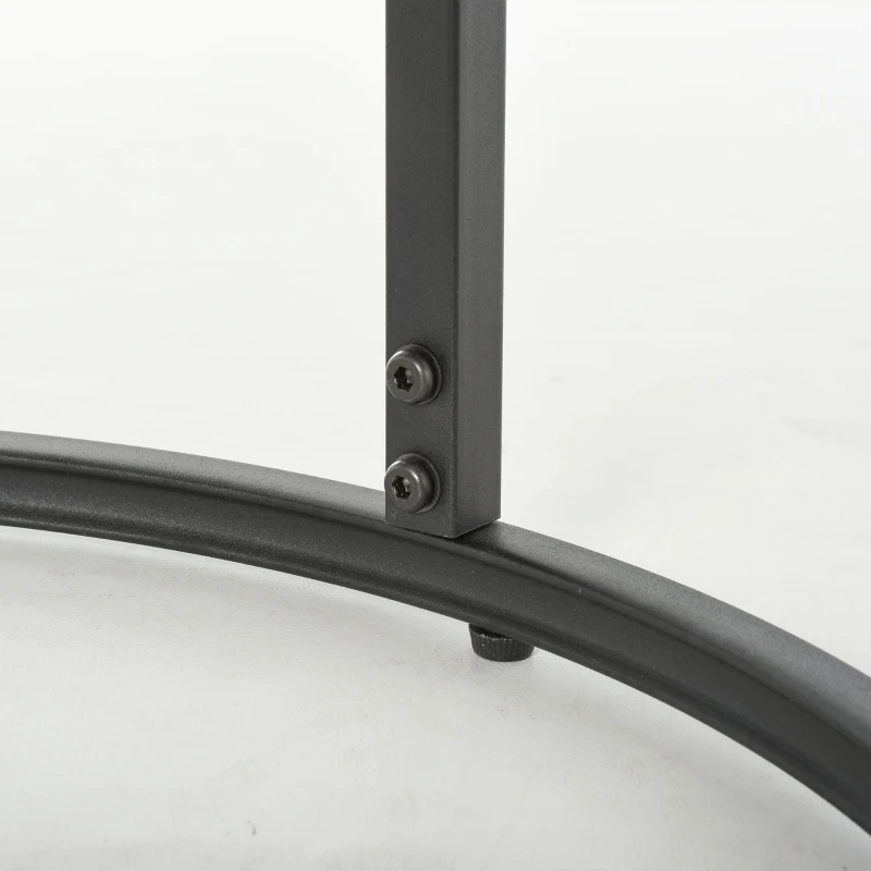 HOMCOM Set de 2 măsuțe de cafea rotunde suprapuse din metal și MDF cu efect de marmură, gri și negru