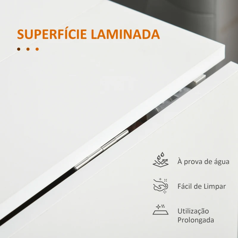 HOMCOM Mesa de Sala de Jantar Dobrável com Rodas Mesa Multifuncional para Sala de Jantar 120x80x73cm Branco e Teca