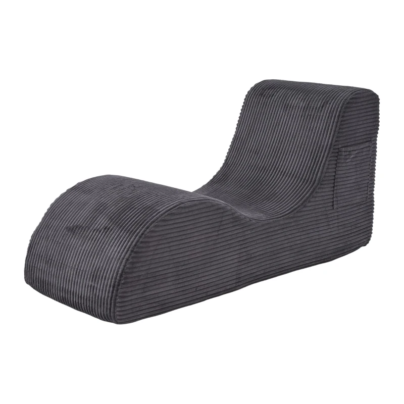 Moderner Freizeit-Sessel mit ergonomischer Rückenlehne, abnehmbarem Sitzkissen und Seitentasche, 160 x 66 x 90 cm, Dunkelgrau