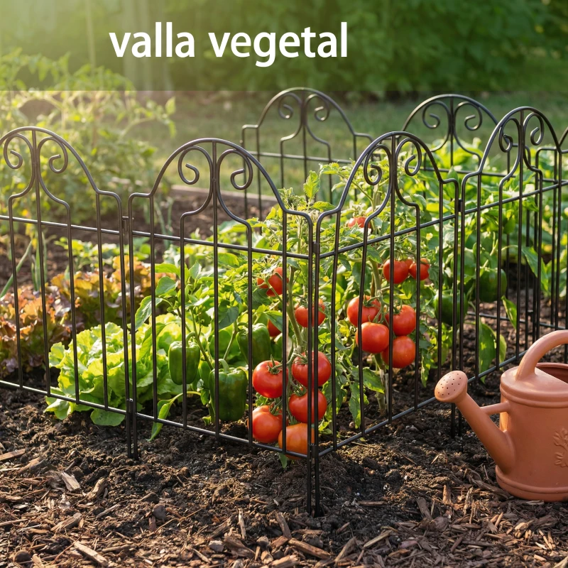 Outsunny Set de 4 Vallas Metálicas de Jardín con Diseño Arqueado, 125x57 cm, Negro