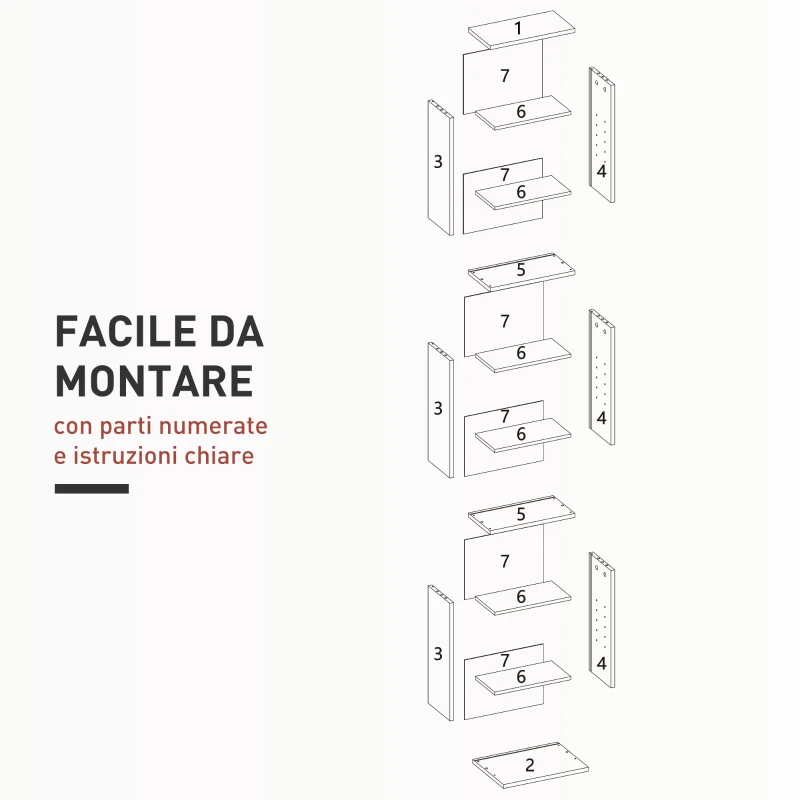 HOMCOM Scaffale Porta CD con 6 Ripiani Regolabili, Capacità di 260 CD/120 DVD, 33x24x140 cm, Bianco