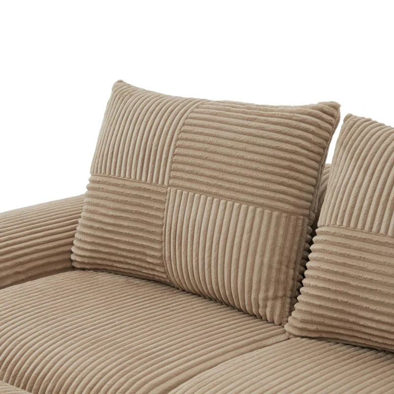 Modulares 2-Sitzer-Cordsofa, mit Getränkehalter und Seitentasche, 200 x 99 x 80 cm, Khaki