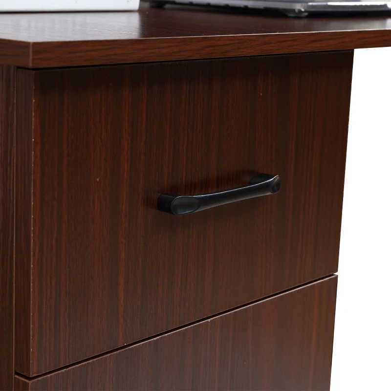 Homcom Birou Lemn Nuc – Cu 3 Sertare & 3 Rafturi Reversibile, 120 cm(m-8)