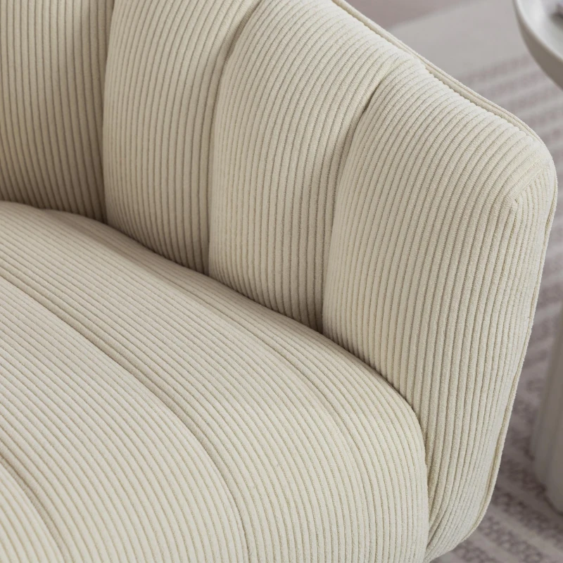 360°-Drehstuhl mit ergonomischer, umschließender Rücken- und Armlehne, 70 x 66 x 72 cm, Beige