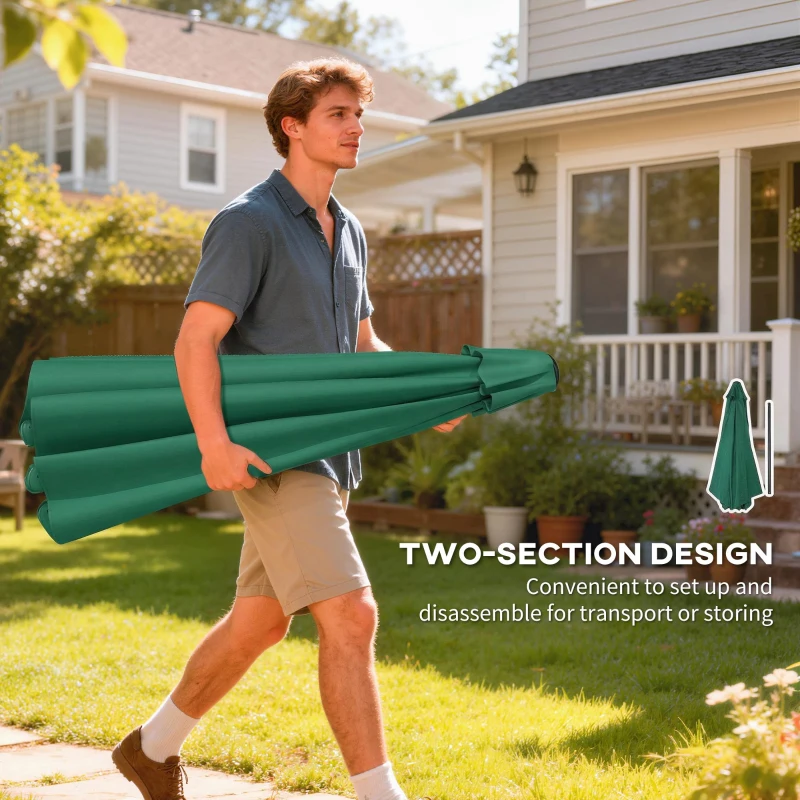 Outsunny 3 m Garden Parasol with Tilt Mechanism & Crank Handle, UPF 30+ Patio Umbrella Outdoor Table Umbrella, Green