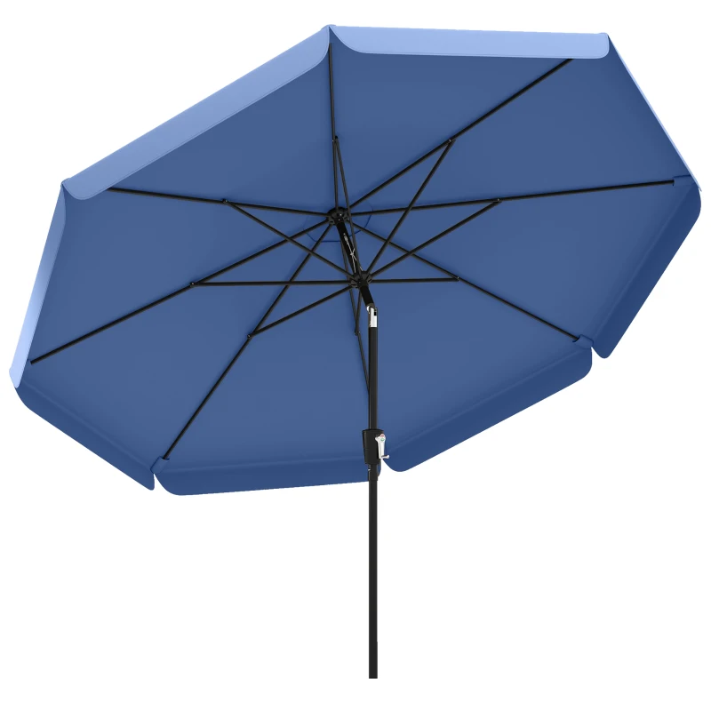 Outsunny 3 m Garden Parasol with Tilt Mechanism & Crank Handle, UPF 30+ Patio Umbrella Outdoor Table Umbrella, Dark Blue