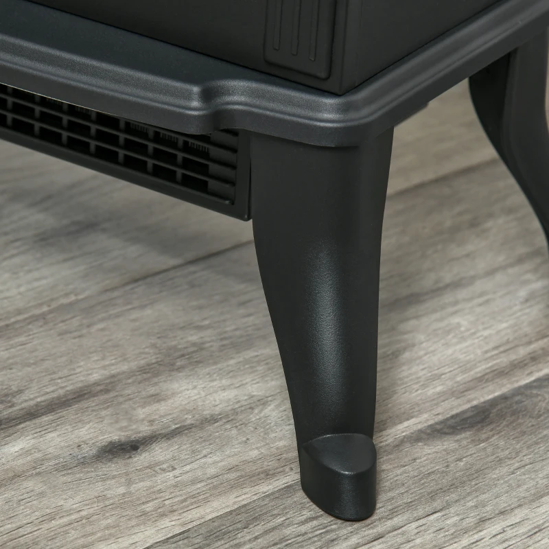 HOMCOM Camino Elettrico da Terra con 2 Livelli di Potenza 750/1500 W, Effetto Fiamma, Area di Copertura 15-20 m², Nero