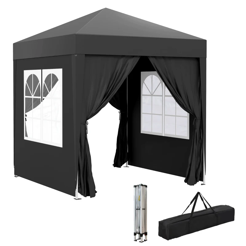 Outsunny Tonnelle de jardin extérieure tonnelle pliante pop-up réglable en hauteur protection UV 2 x 2 m noir