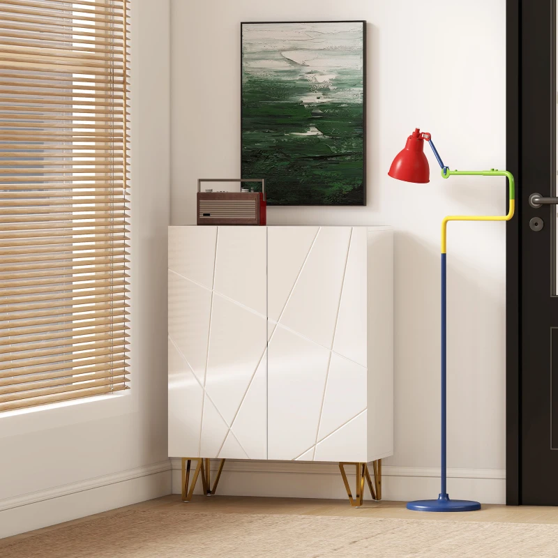 HOMCOM Scarpiera Moderna per 15-20 Paia di Scarpe, Ripiani Regolabili e Chiusura Ammortizzata, 72x31.5x95 cm, Bianco