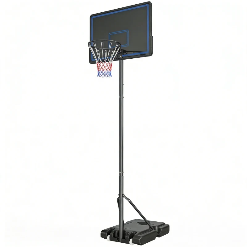 SPORTNOW Canasta de Baloncesto de Pie con Altura Ajustable de 1,35 a 3,05 m con Ruedas, Base de Lastre y Bolsa de Arena, Azul