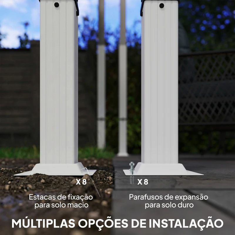 Outsunny Pérgola de Jardim 4x3 m com Teto Retrátil Proteção UPF30+ Drenagem Pérgola de Exterior para Terraço Bege