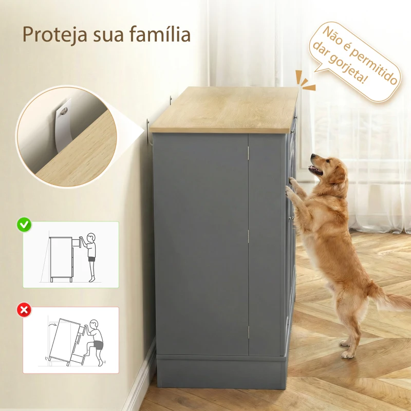 HOMCOM Aparador de Cozinha com 3 Prateleiras de Porta Gaveta e Prateleiras Ajustáveis para Sala de Jantar 105x40x83 cm Cinzento