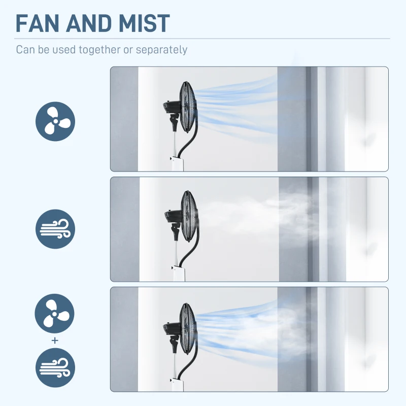 HOMCOM Wentylator stojący z wodą, mgła, pilot, czarny