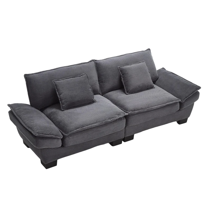 Modernes 2-Sitzer-Stoffsofa, für Wohnzimmer/Schlafzimmer/Büro, 224 x 81 x 81 cm, Dunkelgrau