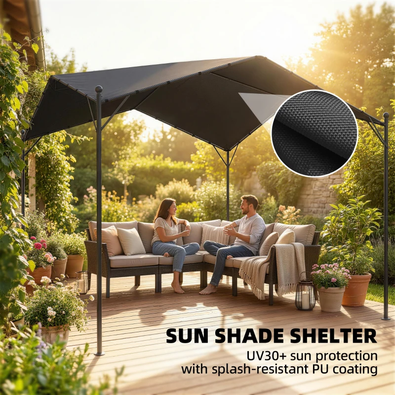 Outsunny Pergola Altana 3x3m Wodoodporna Stabilna Zimoodporna Ochrona Przed Słońcem ze Skośnym Dachem Wzmocnienia Trójkątne