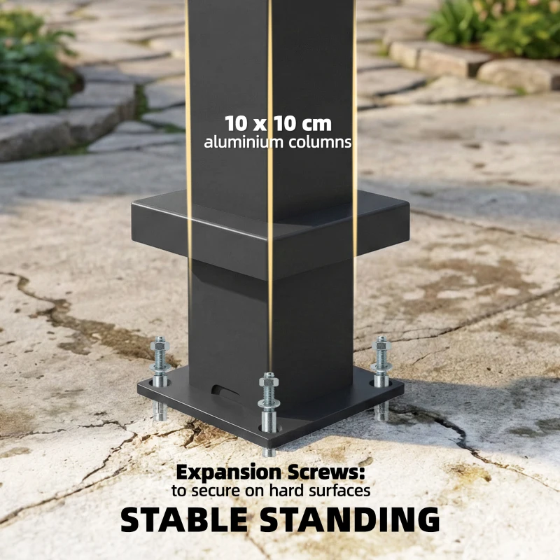 Outsunny Pergola ca. 3x3 m Aluminium Terrasoverkapping met Verstelbaar Lamellendak Wandmontage Donkergrijs