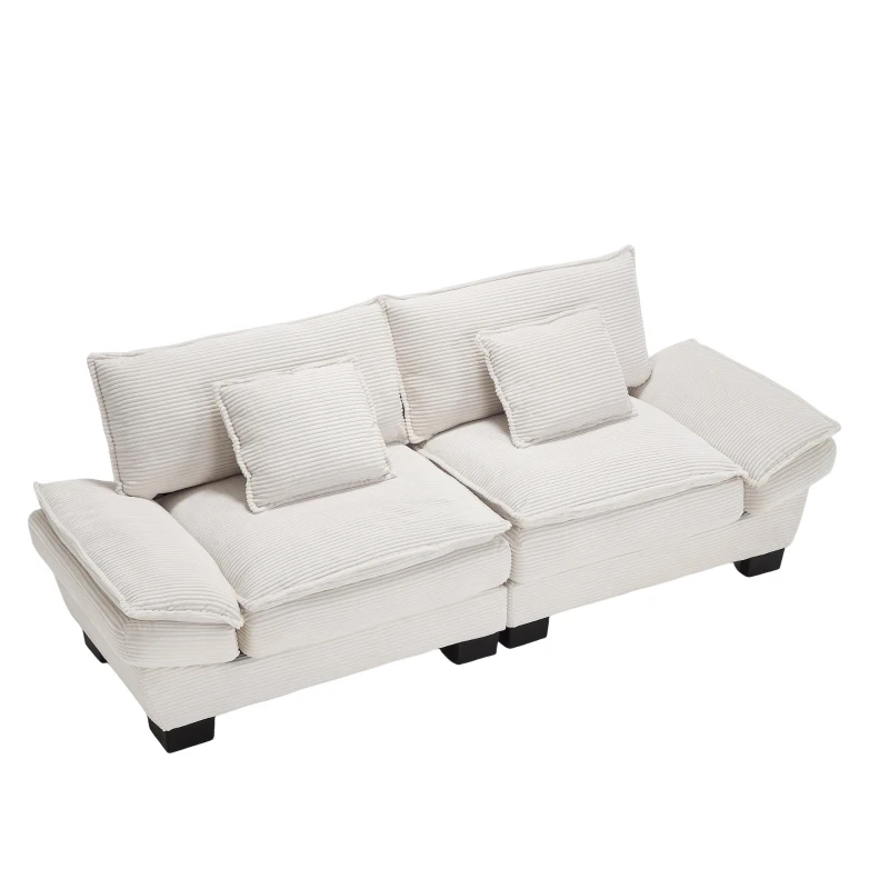 Modernes 2-Sitzer-Stoffsofa, für Wohnzimmer/Schlafzimmer/Büro, 224 x 81 x 81 cm, Beige