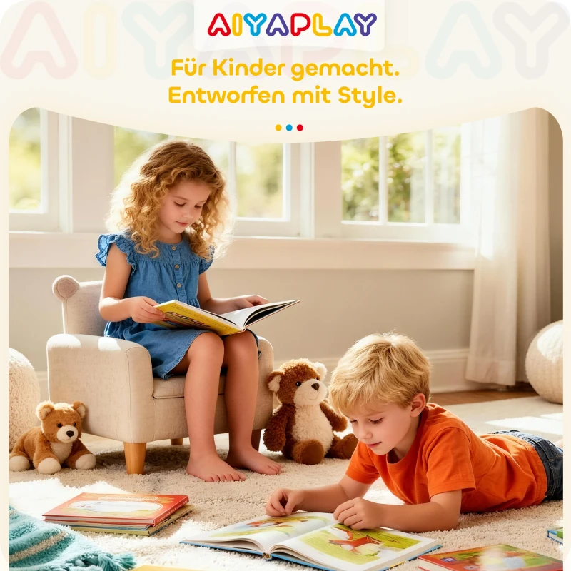 AIYAPLAY Dziecięcy Stolik do Makijażu Zestaw z Taboretem Lustrem Szufladami Drążkami na Ubrania dla 3-8 Lat 56 x 38 x 87,8 cm Biały