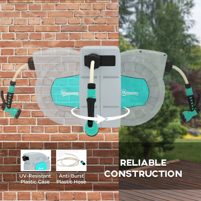 Bęben na wąż ogrodowy 30m, obrotowy 180°, praktyczna skrzynka