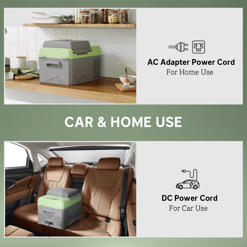 Kompresorowa lodówka elektryczna 12L, zielona, z zasilaniem