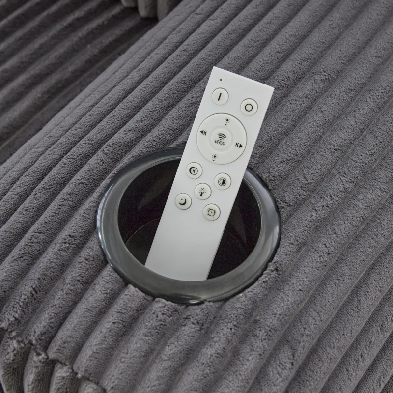 Modulares 2-Sitzer-Cordsofa, mit Getränkehalter und Seitentasche, 200 x 99 x 80 cm, Dunkelgrau