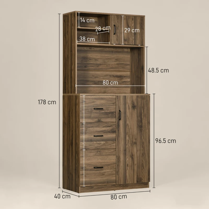 HOMCOM Credenza Moderna con 3 Cassetti e Armadietti Mobile Dispensa in Legno