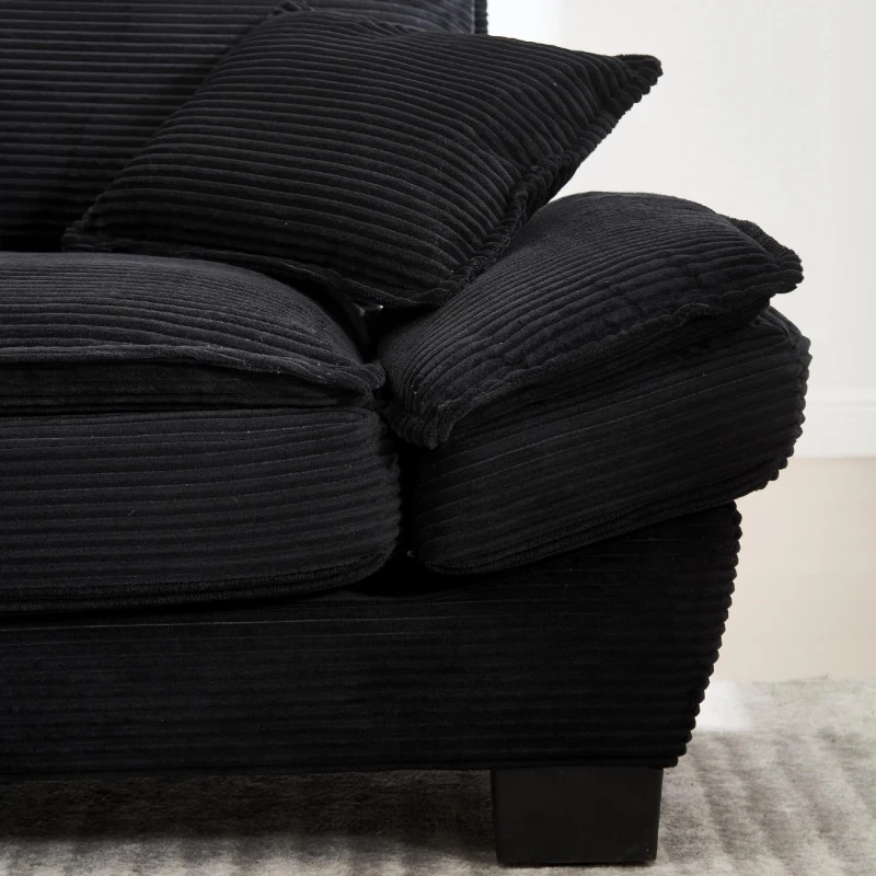 Modernes 2-Sitzer-Stoffsofa, für Wohnzimmer/Schlafzimmer/Büro, 224 x 81 x 81 cm, Schwarz