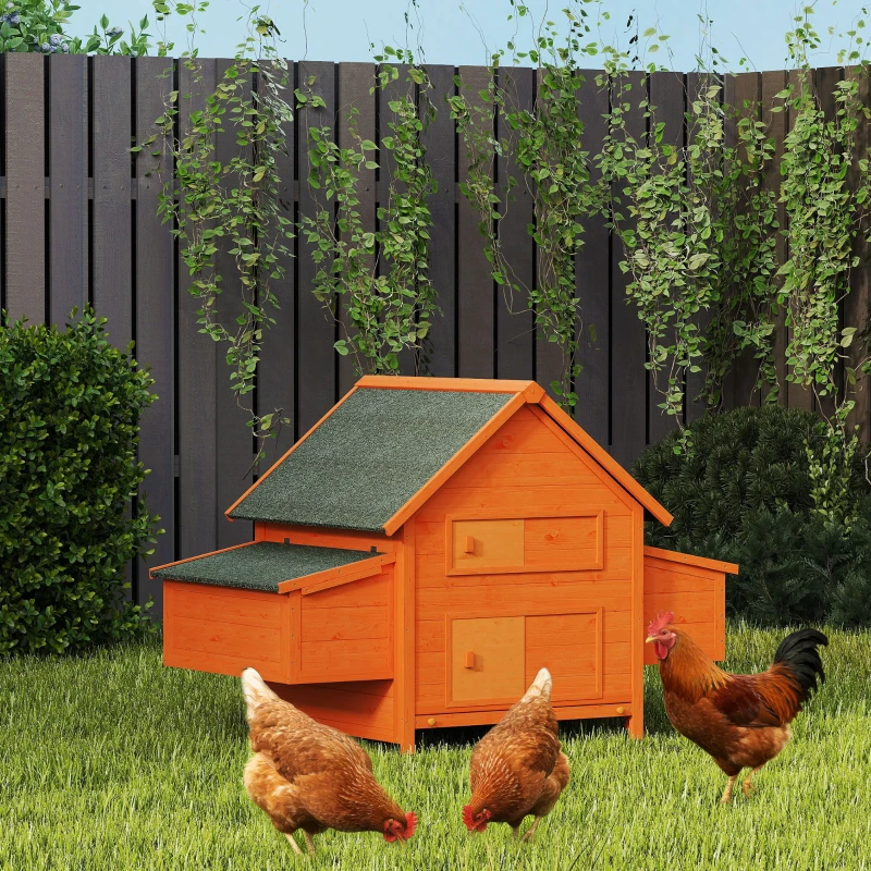 PawHut Gabbia per Galline in Legno con Tetto Impermeabile, Pollaio Prefabbricato da Esterno, 160x98.5x107cm