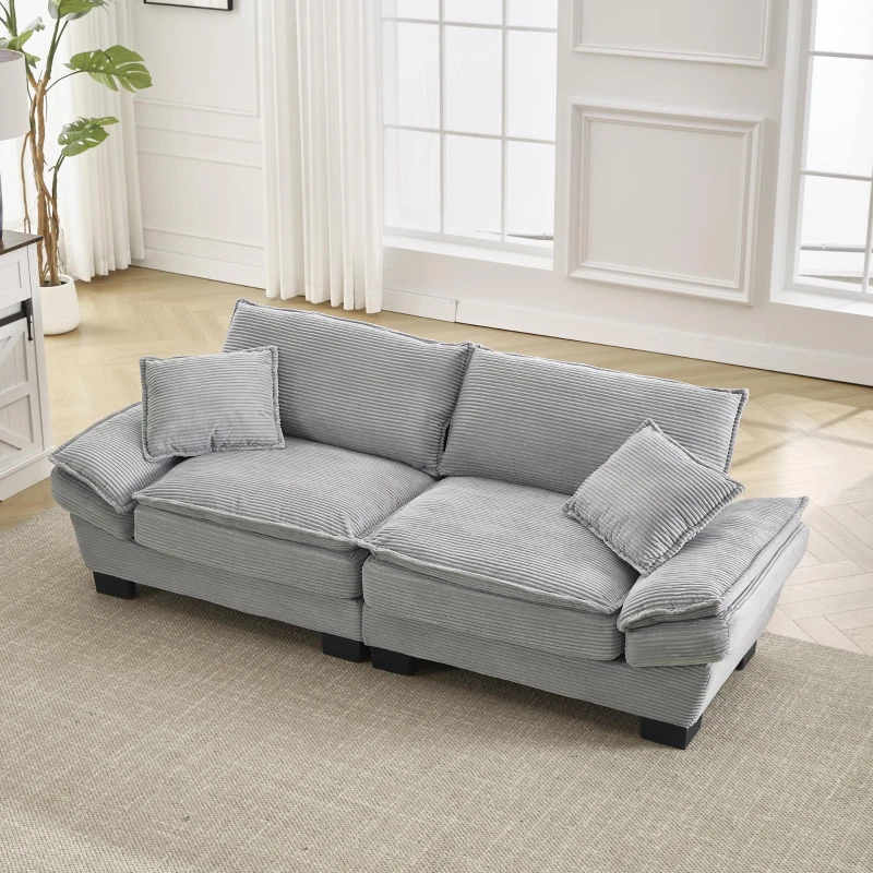 Modernes 2-Sitzer-Stoffsofa, für Wohnzimmer/Schlafzimmer/Büro, 224 x 81 x 81 cm, Hellgrau