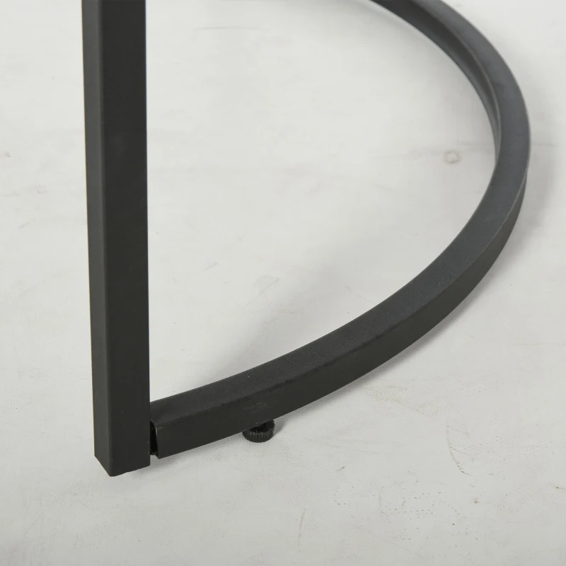 HOMCOM Set de 2 măsuțe de cafea rotunde suprapuse din metal și MDF cu efect de marmură, gri și negru