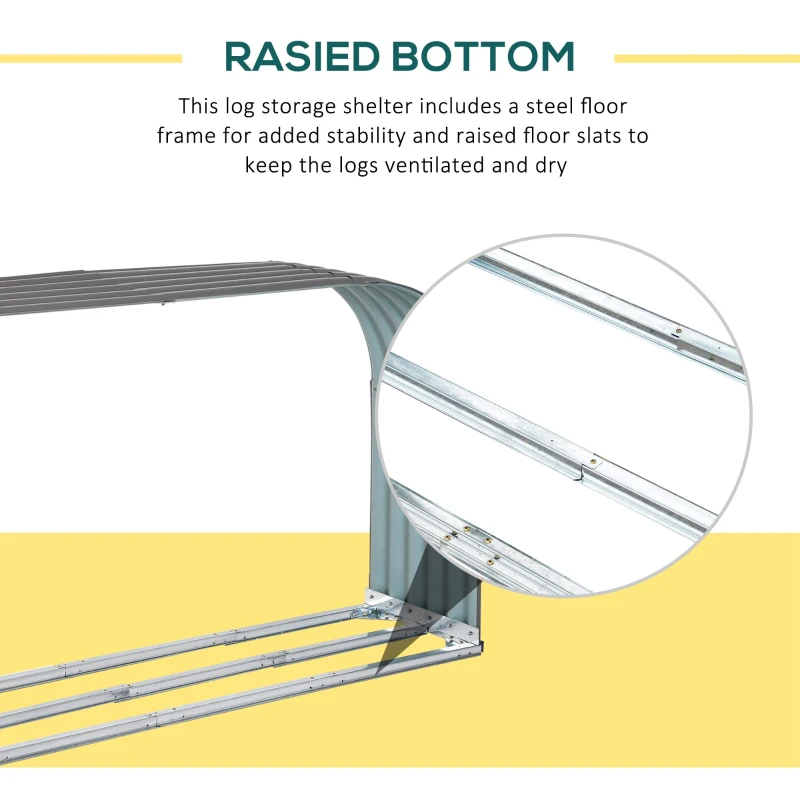 Outsunny Firewood Rack Wood Rack, weather-resistant, Steel, 212 cm x 46 cm x 112 cm, Gray