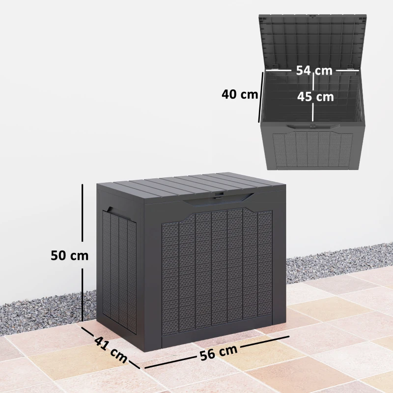 Outsunny Coffre de rangement extérieur 93L avec poignées encastrées, malle de rangement extérieur étanche 56 x 41 x 50 cm, noir
