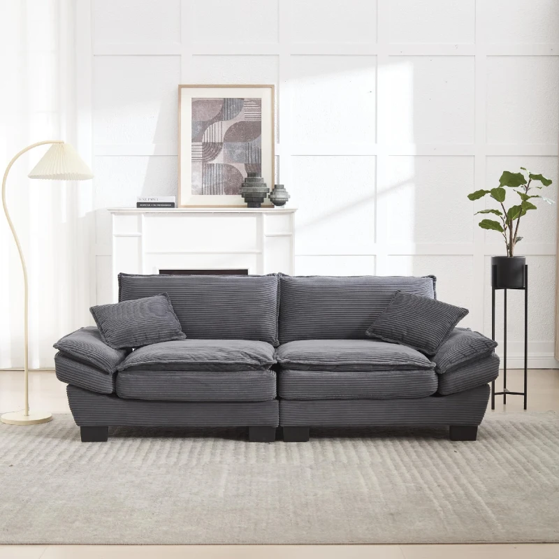 Modernes 2-Sitzer-Stoffsofa, für Wohnzimmer/Schlafzimmer/Büro, 224 x 81 x 81 cm, Dunkelgrau