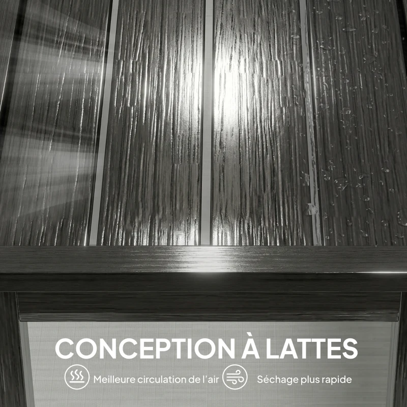 Outsunny Banc de Jardin 2 Places, Banc d'Extérieur avec Assise à Lattes Effet Bois et Cadre en Acier pour Patio, Parc, Gris