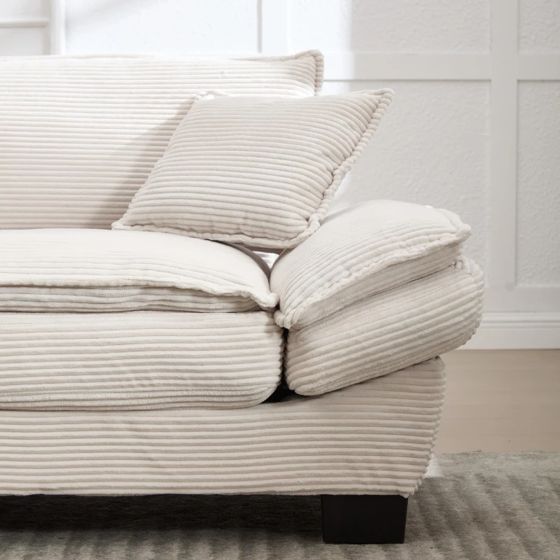 Modernes 2-Sitzer-Stoffsofa, für Wohnzimmer/Schlafzimmer/Büro, 224 x 81 x 81 cm, Beige