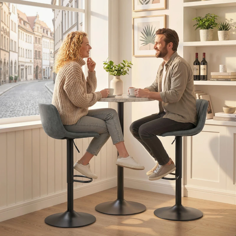 HOMCOM Bar Stools Set of 2, Modern Swivel Barstools with Footrest for Kitchen Island and Dining Room, Grey