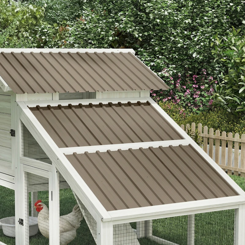 Outsunny Set mit 12 verzinkten Stahl-Dachpaneelen 7 m² für Geräteschuppen, Schuppen 129x45 cm Braun