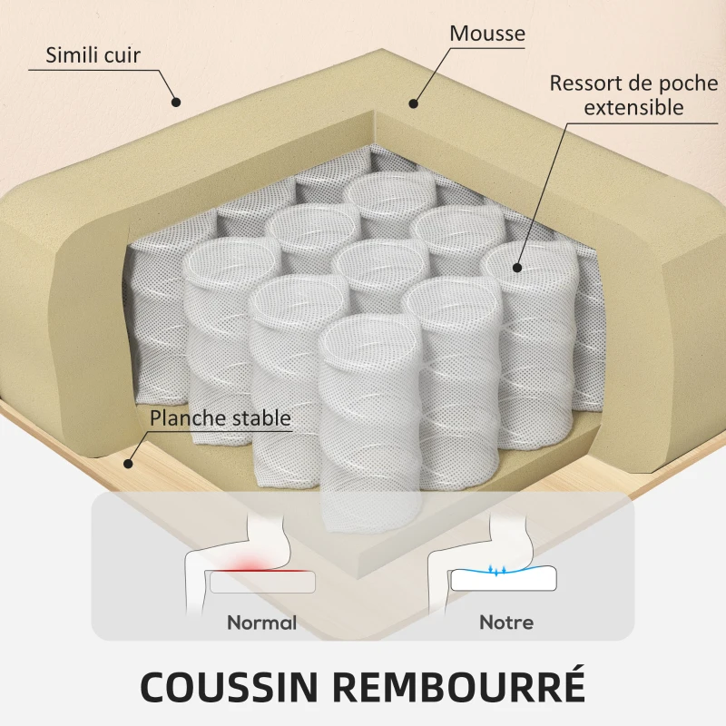 HOMCOM Fauteuil salon avec repose-pieds, chaise pivotante en PU, dossier inclinable, assise rembourrée, 86 x 83 x 107 cm, crème