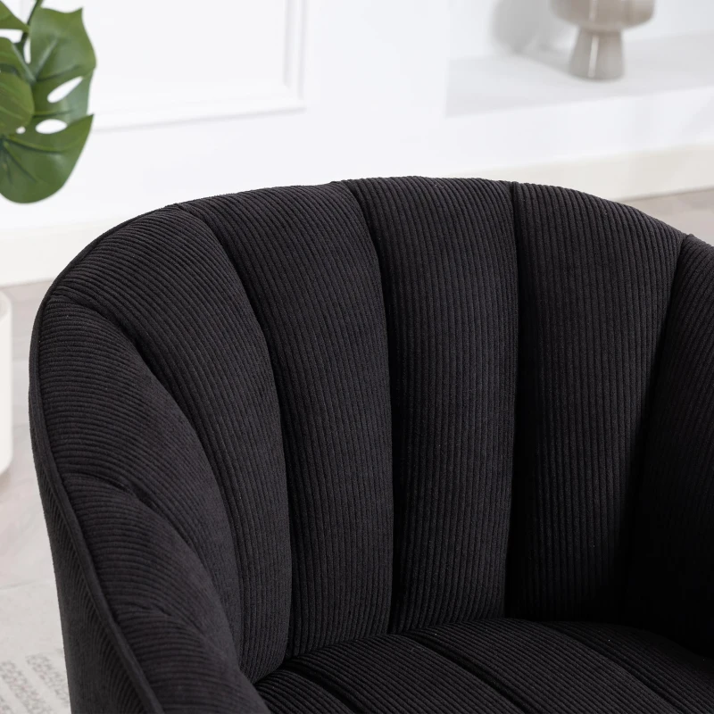 360°-Drehstuhl mit ergonomischer, umschließender Rücken- und Armlehne, 70 x 66 x72 cm, Schwarz