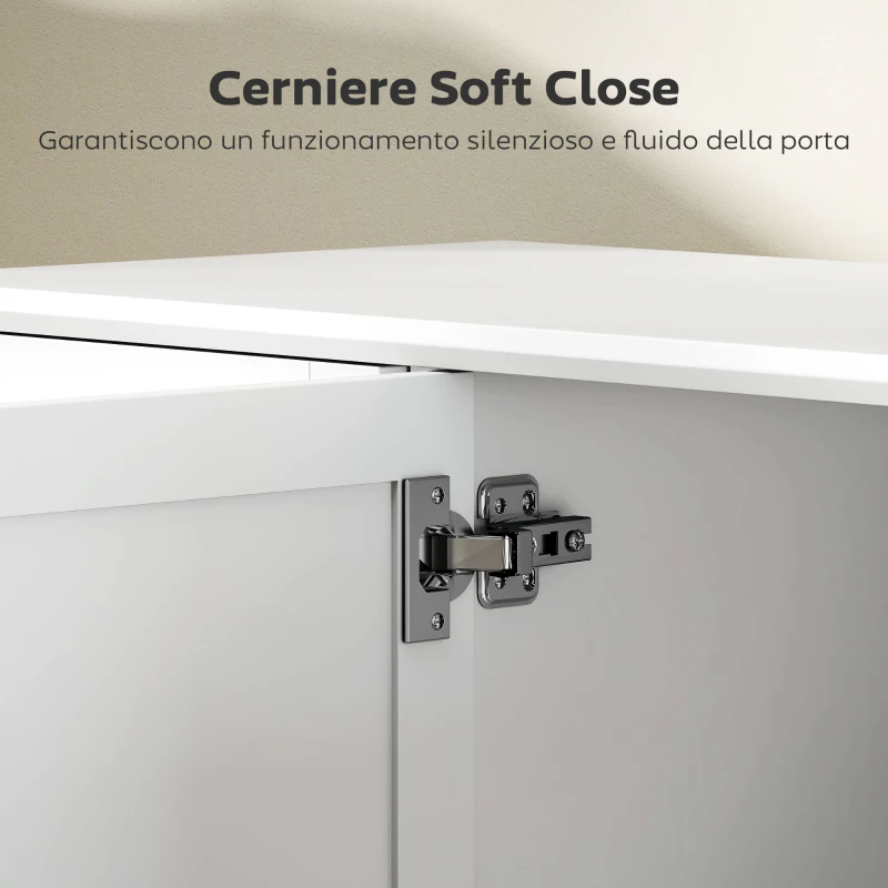 HOMCOM Credenza Buffet Elegante con 2 Cassetti e 3 Armadietti con Ripiani Regolabili, in Legno, 120x38x86 cm, Bianco