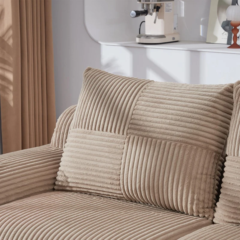 Modulares 2-Sitzer-Cordsofa, mit Getränkehalter und Seitentasche, 200 x 99 x 80 cm, Khaki