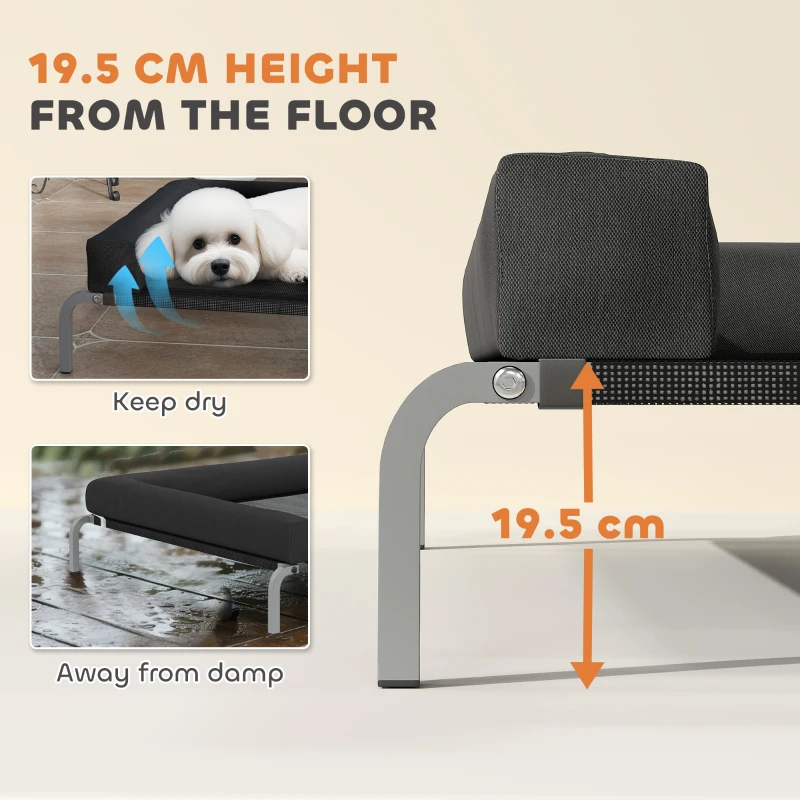 PawHut Elevated Dog Bed with Removable Bolsters, Raised Dog Bed for Small Breeds, Portable Indoor & Outdoor Pet Cots, Black