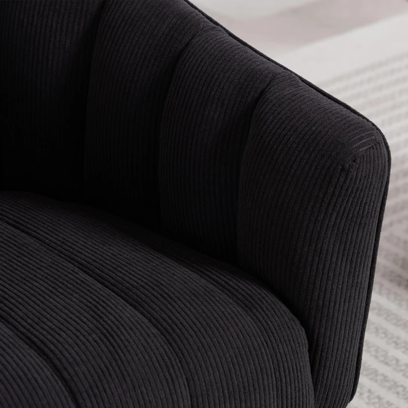 360°-Drehstuhl mit ergonomischer, umschließender Rücken- und Armlehne, 70 x 66 x72 cm, Schwarz