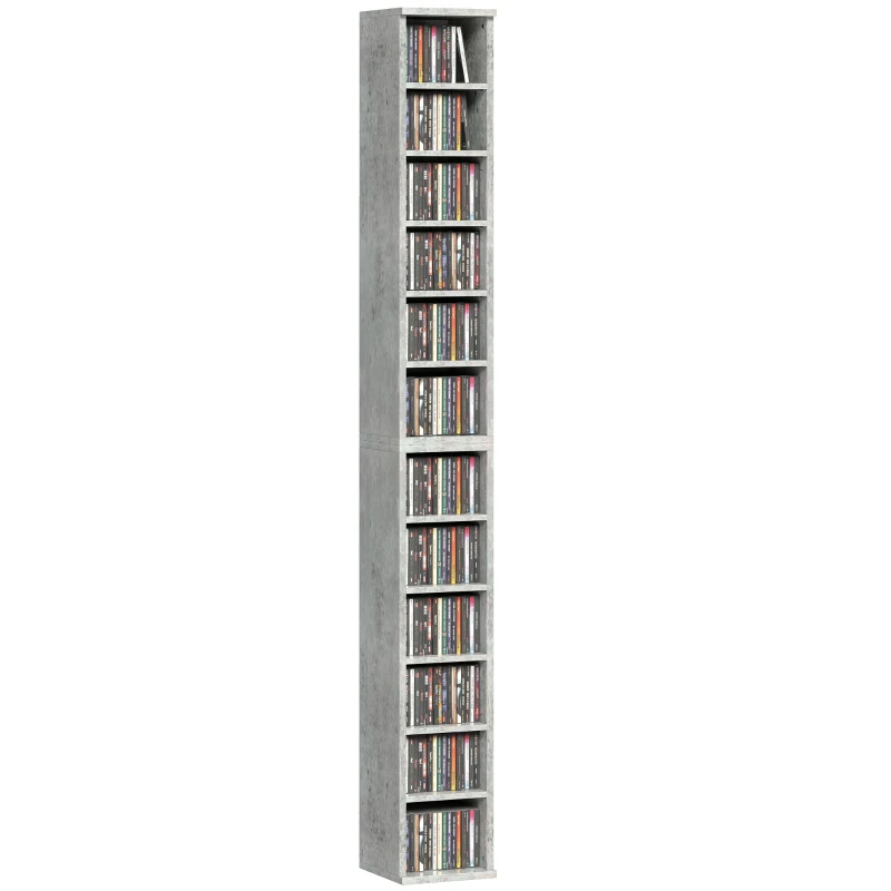 HOMCOM Set of Two 102 CD Storage Units - Cement Grey