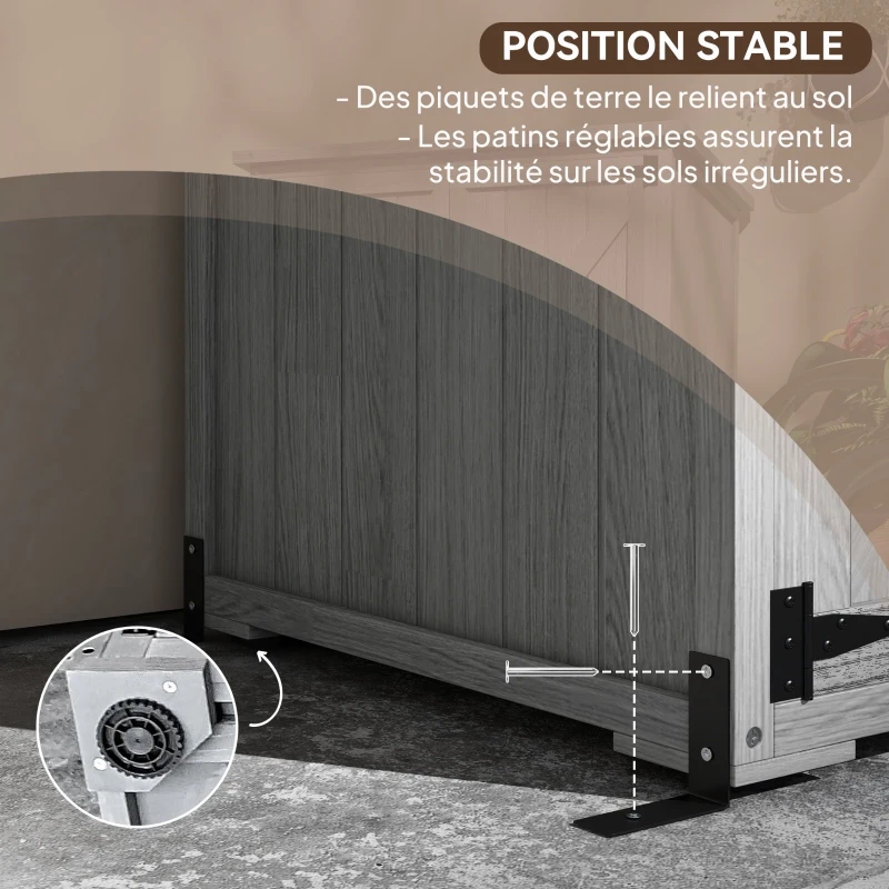 Outsunny Armoire de jardin, abri jardin sur pied, avec 2 étagères, toit incliné et bitumé, en bois massif, 90x54,5x168,5cm, gris